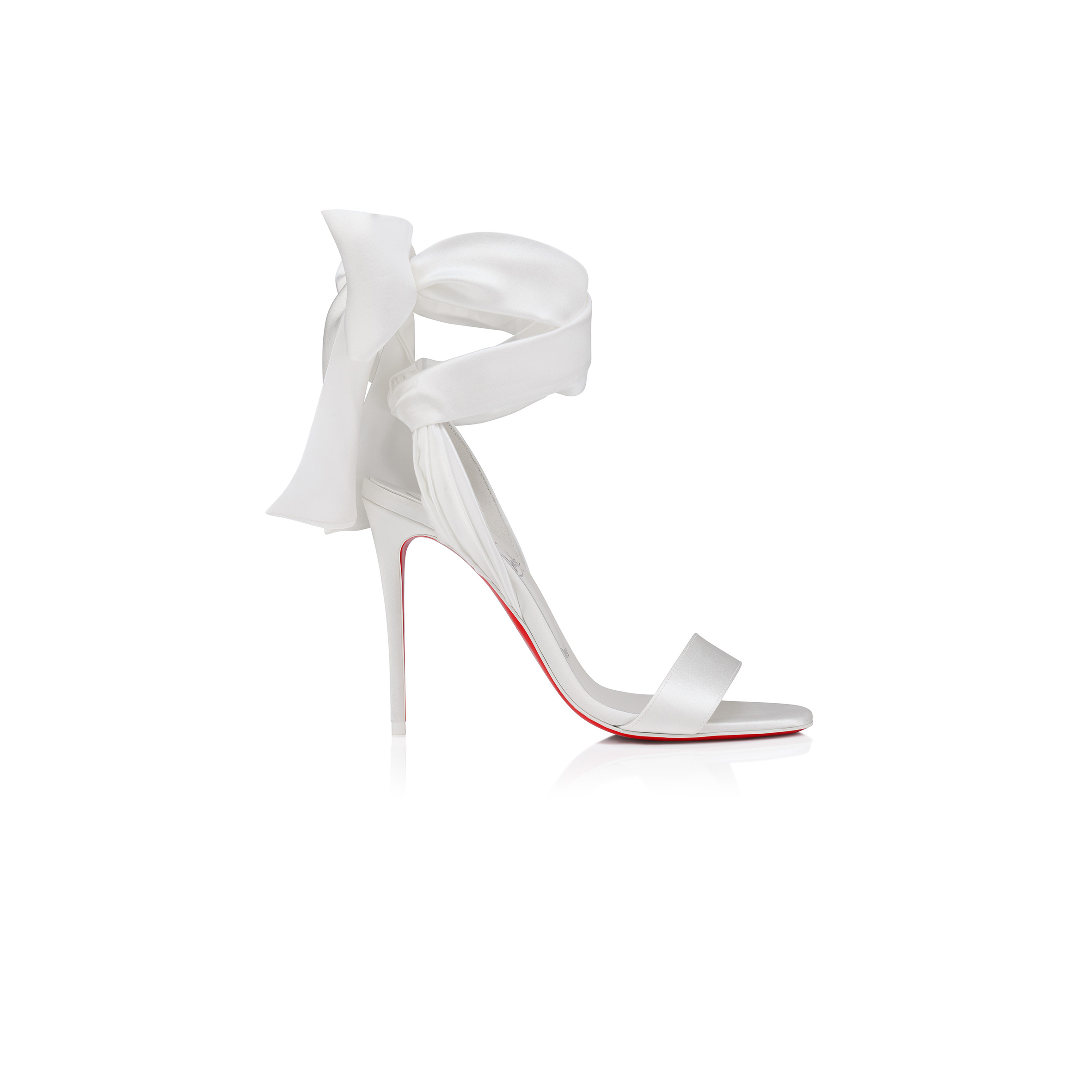 Ch**an louboutin sandale du desert 100 mm strappy sandals crepe satin ivory women 3220076w446